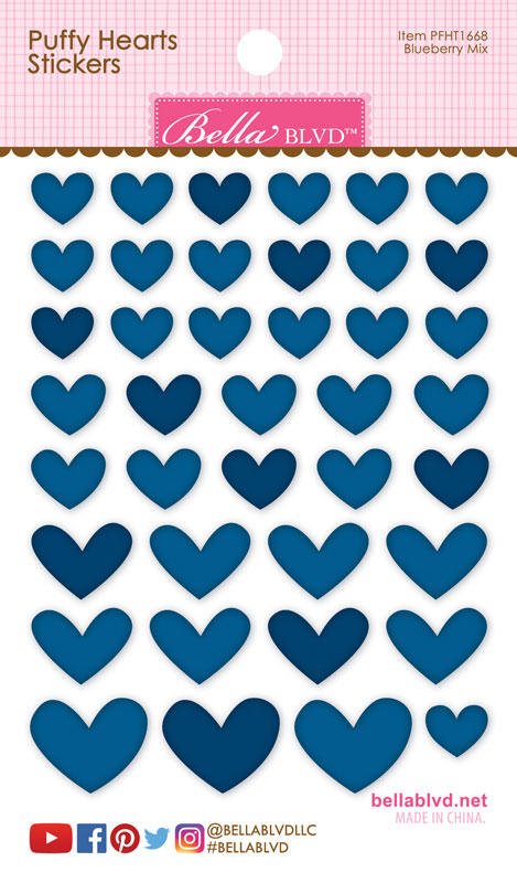 Blueberry Mix Puffy Hearts Stickers (6 Pc)
