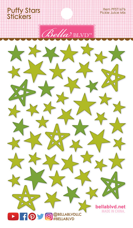 Pickle Juice Mix Puffy Stars Stickers (6 Pc)