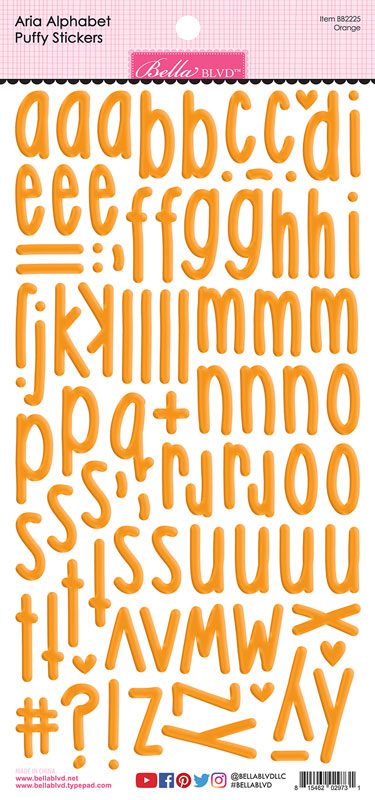 Orange Aria Alpha Puffy Stickers (6 pc)