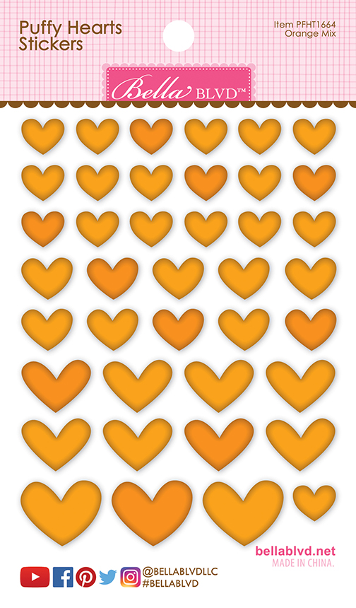 Orange Mix Puffy Hearts