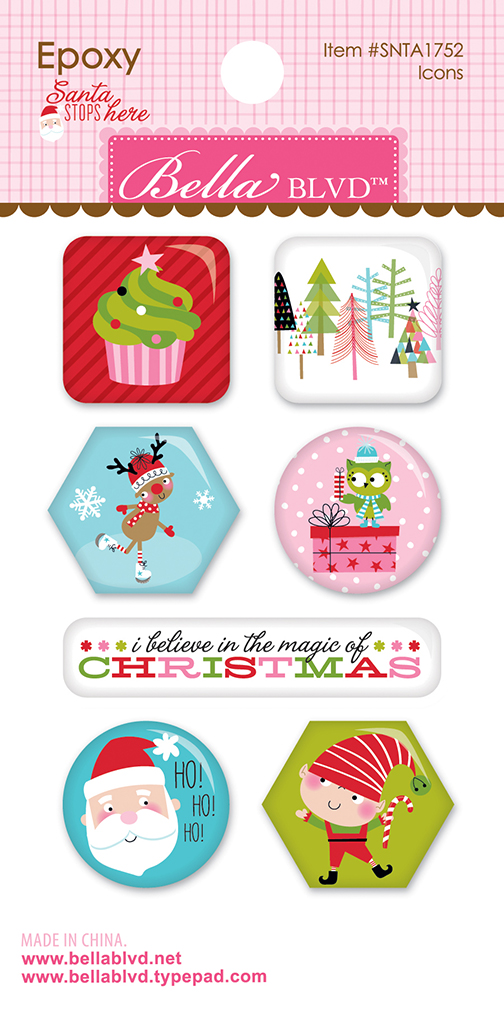 SNTA1752 Santa Stops Here Icons Epoxy Stickers